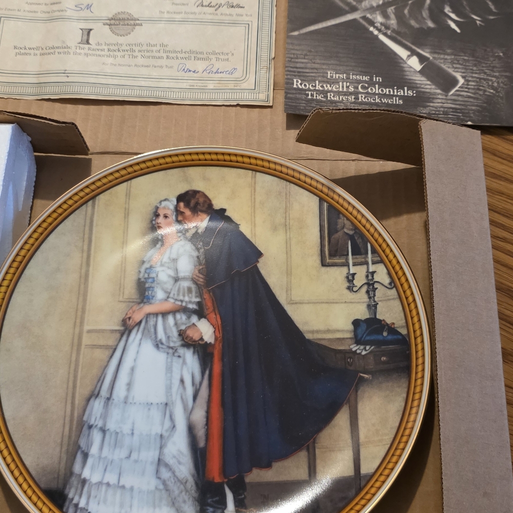 Knowles Rockwell's Colonials Collector Plate The Unexpected Proposal Limited COA